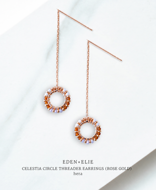 Celestia Circle Threader Earrings (Rose Gold) - Hera