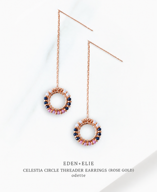 Celestia Circle Threader Earrings (Rose Gold) - Odette