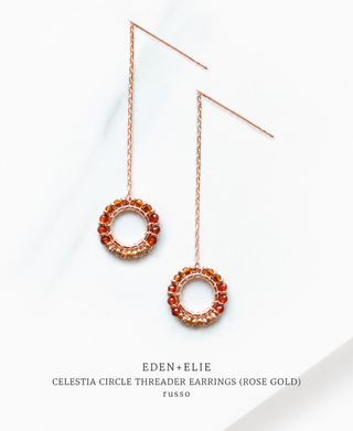 Celestia Circle Threader Earrings (Rose Gold) - Russo