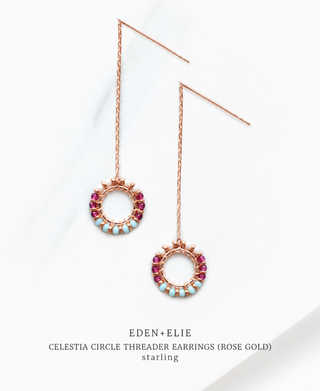 Celestia Circle Threader Earrings (Rose Gold) - Starling