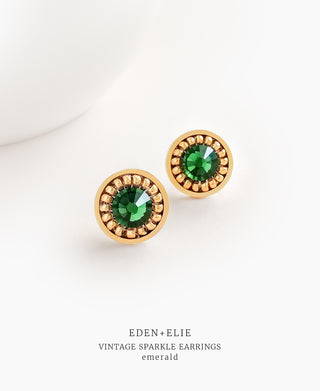 EDEN + ELIE Vintage Sparkle stud earrings - emerald