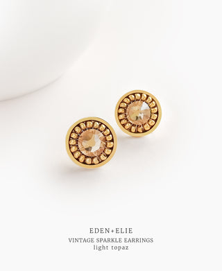 EDEN + ELIE Vintage Sparkle stud earrings - light topaz