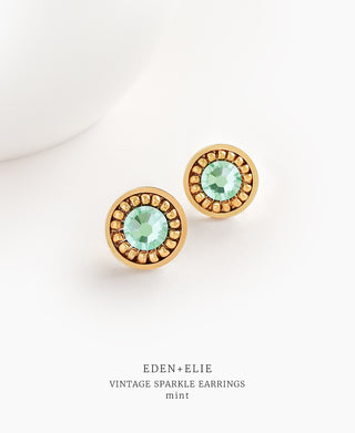 EDEN + ELIE Vintage Sparkle stud earrings - mint