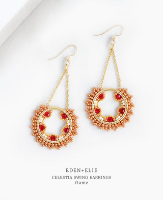 EDEN + ELIE Celestia Swing Earrings - flame red