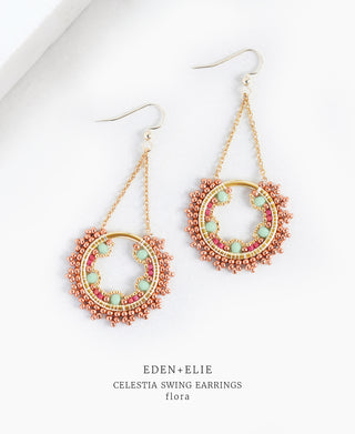 EDEN + ELIE Celestia Swing Earrings - flora green