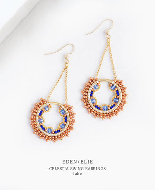 EDEN + ELIE Celestia Swing Earrings - lake blue