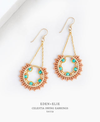 EDEN + ELIE Celestia Swing Earrings - terra green