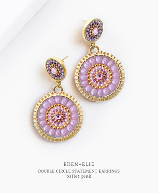 EDEN + ELIE Double Circle Statement Earrings - Ballet Pink