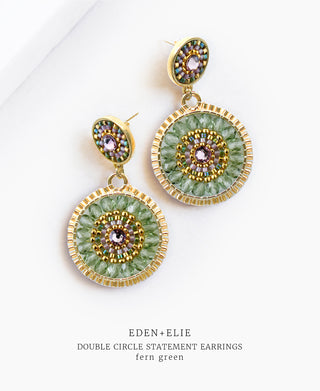 EDEN + ELIE Double Circle Statement Earrings - Fern Green