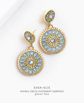 EDEN + ELIE Double Circle Statement Earrings - Glacier Blue