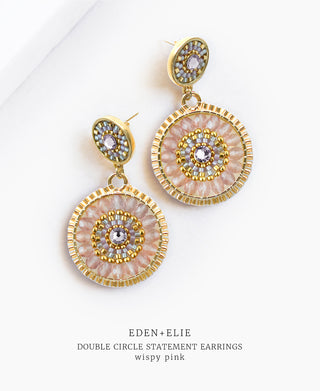 EDEN + ELIE Double Circle Statement Earrings - Wispy Pink