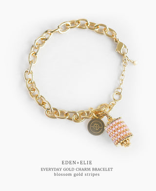 EDEN + ELIE Everyday Gold Charm Bracelet - blossom gold striped