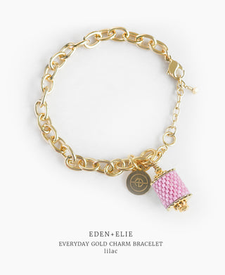 EDEN + ELIE Everyday Gold Charm Bracelet - lilac purple