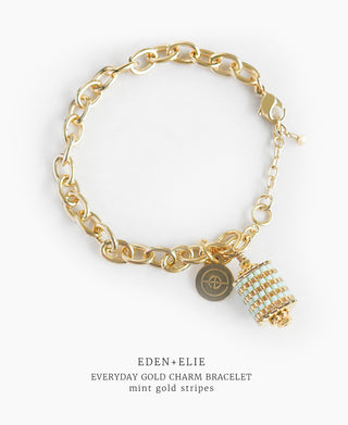 EDEN + ELIE Everyday Gold Charm Bracelet  - mint gold striped