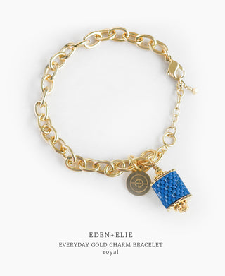 EDEN + ELIE Everyday Gold Charm Bracelet  - royal blue