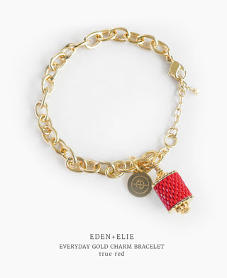 EDEN + ELIE Everyday Gold Charm Bracelet - true red