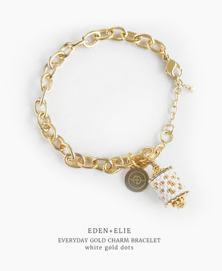EDEN + ELIE Everyday Gold Charm Bracelet - white gold dots