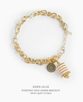 EDEN + ELIE Everyday Gold Charm Bracelet  - white gold striped