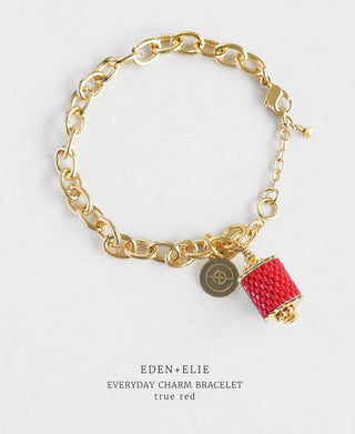 EDEN + ELIE Everyday Gold Charm Bracelet - true red