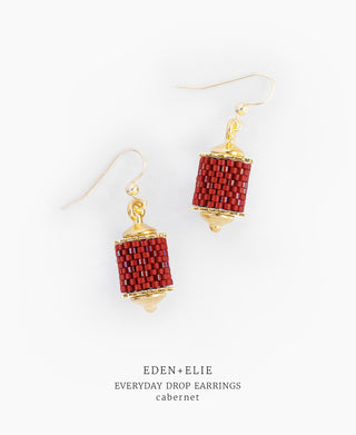 EDEN + ELIE Everyday Drop Earrings - cabernet