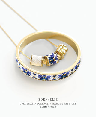 Everyday Adjustable Length Necklace + Bangle Gift Set - Duxton Blue
