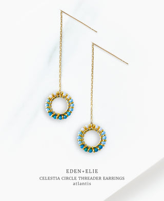 EDEN + ELIE Celestia Circle Threader Earrings - Atlantis