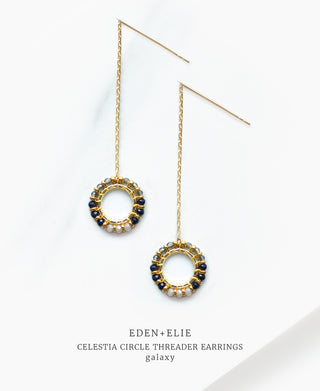 EDEN + ELIE Celestia Circle Threader Earrings - Galaxy