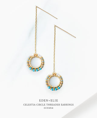 EDEN + ELIE Celestia Circle Threader Earrings - Oceana