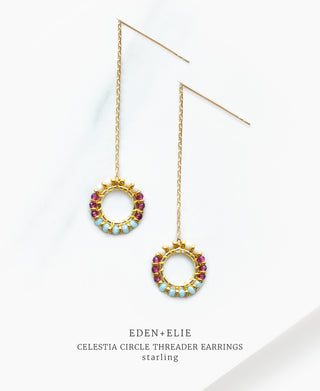 EDEN + ELIE Celestia Circle Threader Earrings - Starling