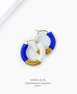 Herringbone Huggies - Cobalt