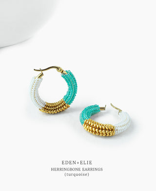 Herringbone Huggies - Turquoise
