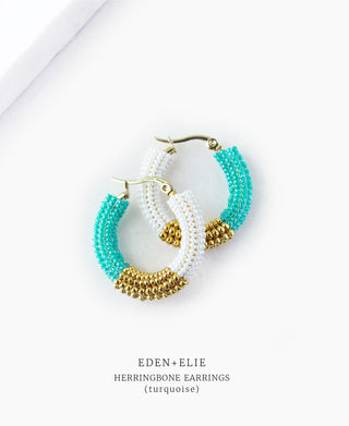 Herringbone Huggies - Turquoise