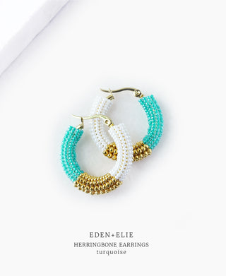Herringbone Huggies - Turquoise