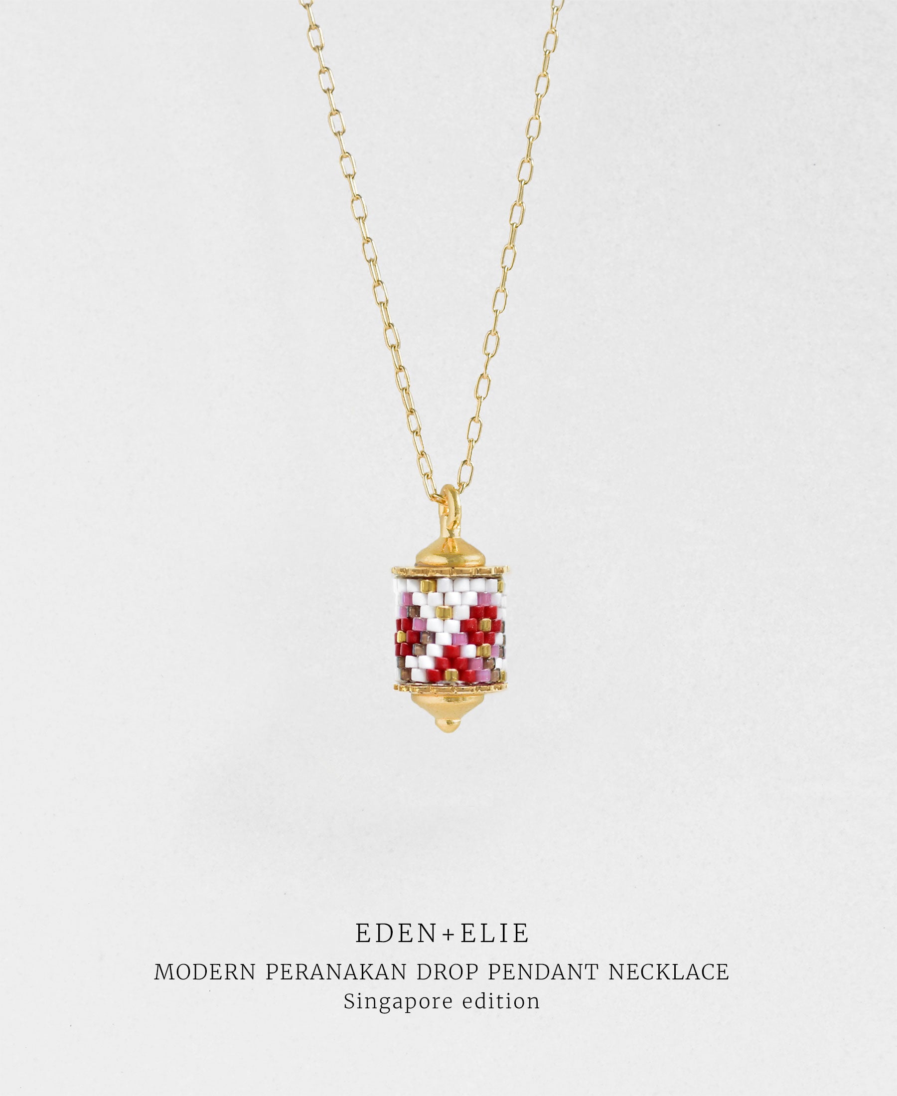 EDEN + ELIE Modern Peranakan drop pendant necklace - Singapore edition