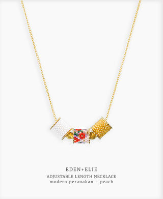 EDEN + ELIE Modern Peranakan adjustable length necklace - peach