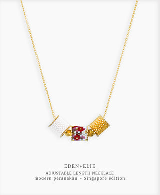 EDEN + ELIE Modern Peranakan adjustable length necklace - Singapore edition
