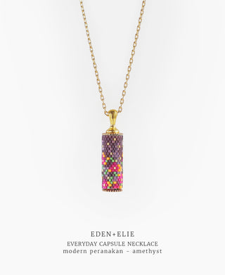 EDEN + ELIE Modern Peranakan capsule pendant necklace - amethyst
