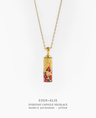 EDEN + ELIE Modern Peranakan capsule pendant necklace - yellow