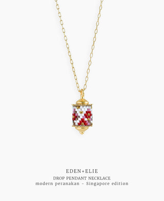 EDEN + ELIE Modern Peranakan drop pendant necklace - Singapore edition