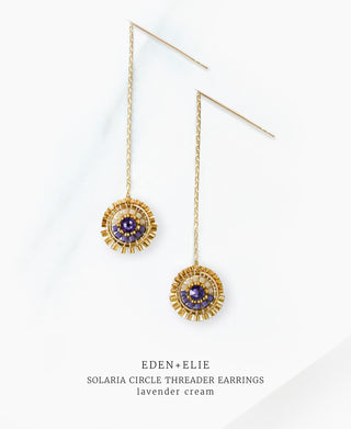 Solaria Circle Threader Earrings - Lavender Cream