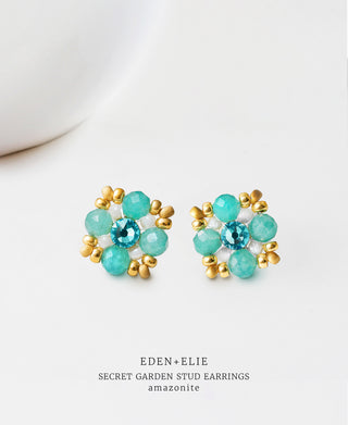 Secret Garden Stud Earrings - Amazonite
