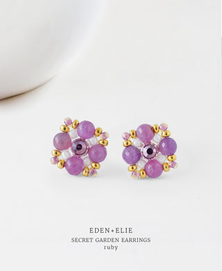 Secret Garden Stud Earrings - Ruby