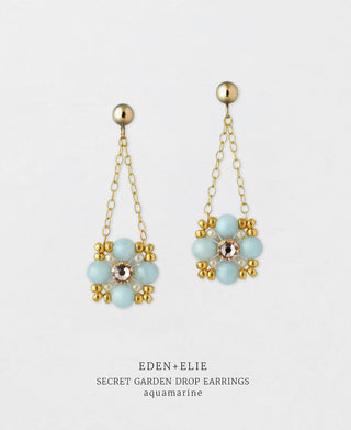 Secret Garden Drop Earrings - Aquamarine