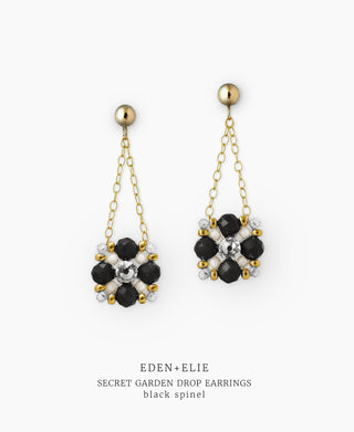 Secret Garden Drop Earrings - Black Spinel