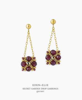 Secret Garden Drop Earrings - Garnet