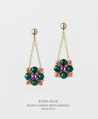 Secret Garden Drop Earrings - Malachite