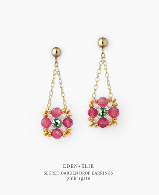 Secret Garden Drop Earrings - Pink Agate