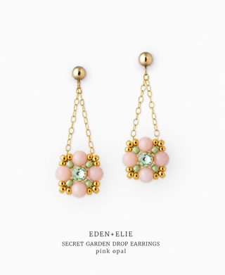 Secret Garden Drop Earrings - Pink Opal