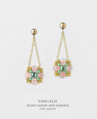 Secret Garden Drop Earrings - Rose Quartz