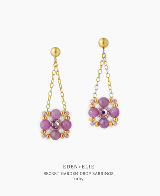 Secret Garden Drop Earrings - Ruby
